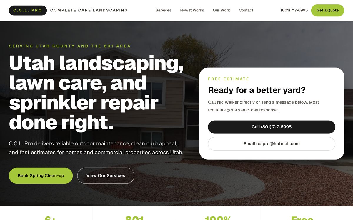 CCL Pro Landscaping website